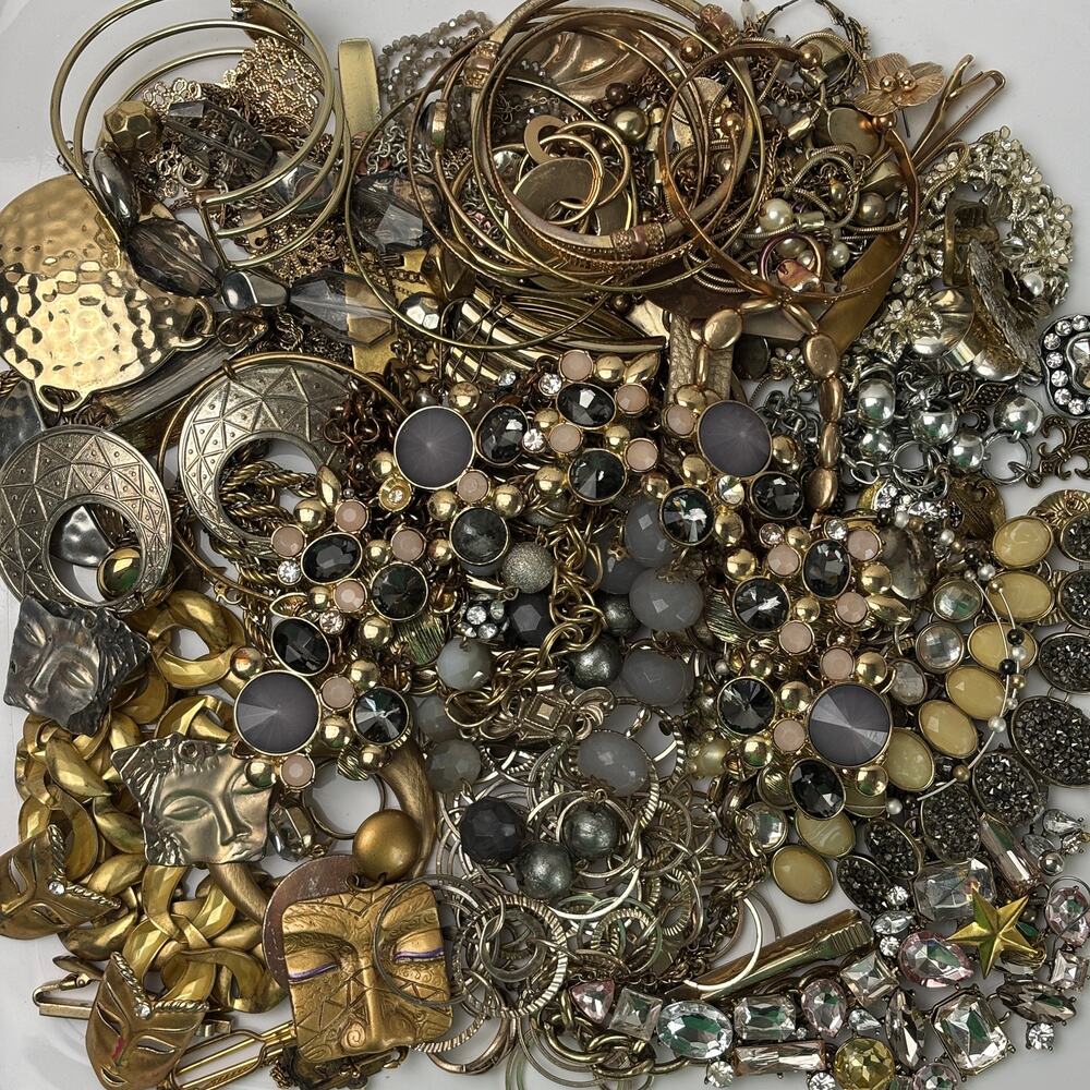 Curated Craft Jewelry Lot - 3 lbs Matte Gold Brass Bronze Tone